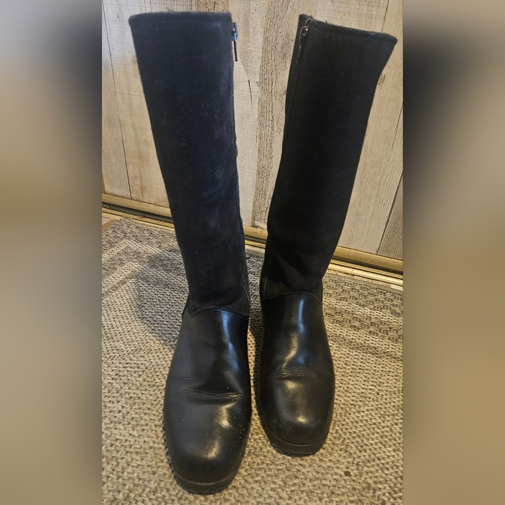 Vintage Pajar Heritage Black Leather And Suede Wool Lined Women's Boots. 8.